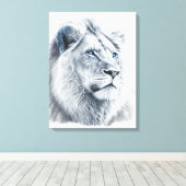 Lion - Potlood Drawing Canvas (Insitu (Houten vloer))