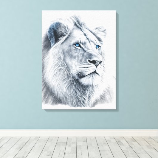 Lion - Potlood Drawing Canvas (Insitu (Houten vloer))