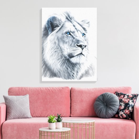 Lion - Potlood Drawing Canvas (Insitu (Woonkamer))