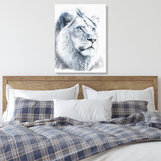 Lion - Potlood Drawing Canvas Afdruk (Insitu (Slaapkamer))