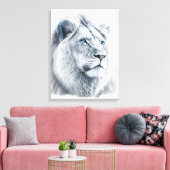 Lion - Potlood Drawing Canvas Afdruk (Insitu (Woonkamer))
