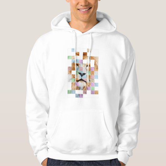 Lion Predator Pixel Retro Lion Safari Gift Hoodie (Voorkant)