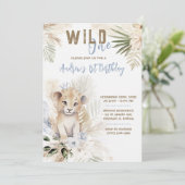 Lion Prince 1e Verjaardag Sjabloon Kaart (Staand voorkant)