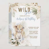 Lion Prince 1e Verjaardag Sjabloon Kaart (Voorkant / Achterkant)