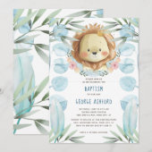 Lion Prince Baby Boy Doop Uitnodiging (Voorkant / Achterkant)