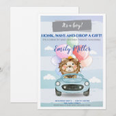 Lion prince drive van baby shower nodigjongen kaart (Voorkant / Achterkant)