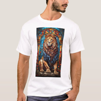 Lion Prism: Geometrisch Glas in lood T-shirt colle