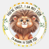 Lion Pun Safari Bedankt Ronde Sticker (Voorkant)