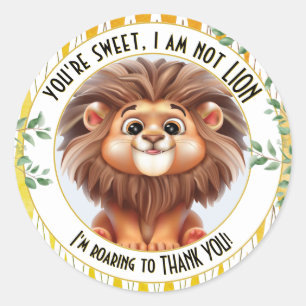 Lion Pun Safari Bedankt Ronde Sticker