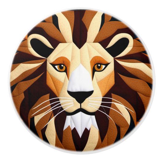 Lion Quilt Keramische Knop (Voorkant)