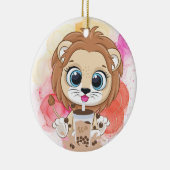Lion quote cartoon drink bobba tea. keramisch ornament (Rechts)