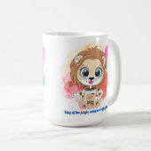 Lion quote cartoon drink bobba tea. koffiemok (Voorkant rechts)