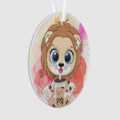Lion quote cartoon drink bobba tea. ornament (voorkant)