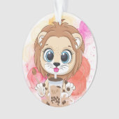 Lion quote cartoon drink bobba tea. ornament (voorkant)