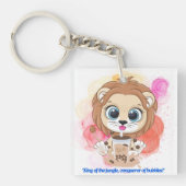 Lion quote cartoon drink bobba tea. sleutelhanger (voorkant)