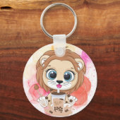 Lion quote cartoon drink bobba tea. sleutelhanger (Voorkant)