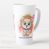 Lion Quote cartoon drink bobba thee Latte Mok (Rechterhoek)