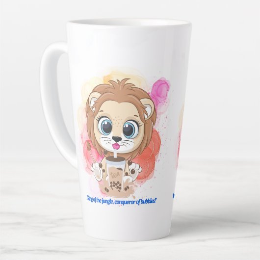 Lion Quote cartoon drink bobba thee Latte Mok (Linkerhoek)