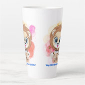 Lion Quote cartoon drink bobba thee Latte Mok (Voorkant)