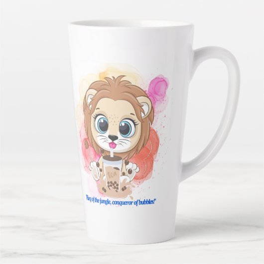 Lion Quote cartoon drink bobba thee Latte Mok (Rechts)