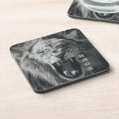 Lion Rage Black en White Roar Bier Onderzetter (Linkerzijde)