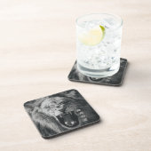 Lion Rage Black en White Roar Bier Onderzetter (Rechterzijde)