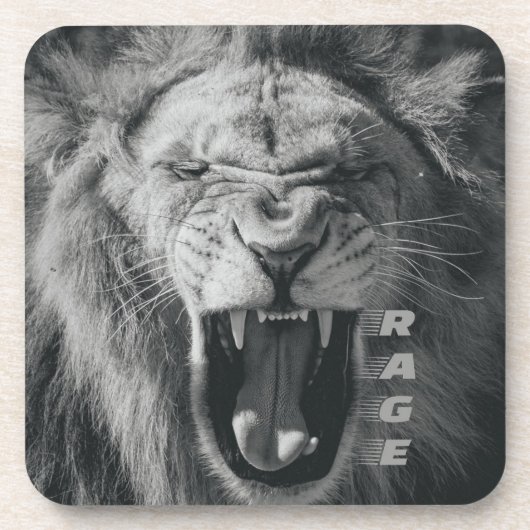 Lion Rage Black en White Roar Bier Onderzetter (Voorkant)