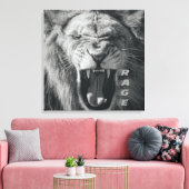 Lion Rage Black en White Roar Canvas Afdruk (Insitu (Woonkamer))