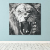 Lion Rage Black en White Roar Canvas Afdruk (Insitu (Houten vloer))