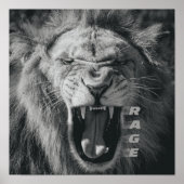 Lion Rage Black en White Roar Poster (Voorkant)