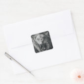 Lion Rage Black en White Roar Vierkante Sticker (Envelop)