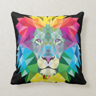 Lion Rainbow Solid Black Terug Kussen