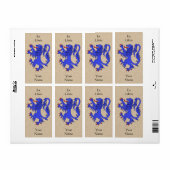 Lion Rampant Azure Bookplate Etiket (Full Sheet)
