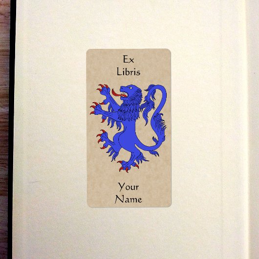 Lion Rampant Azure Bookplate Etiket