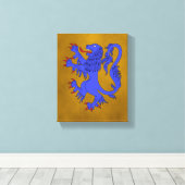 Lion Rampant Azure Canvas Afdruk (Insitu (Houten vloer))