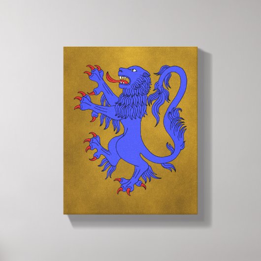 Lion Rampant Azure Canvas Afdruk (Voorkant)