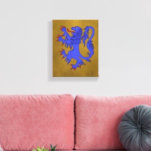Lion Rampant Azure Canvas Afdruk (Insitu (Woonkamer))