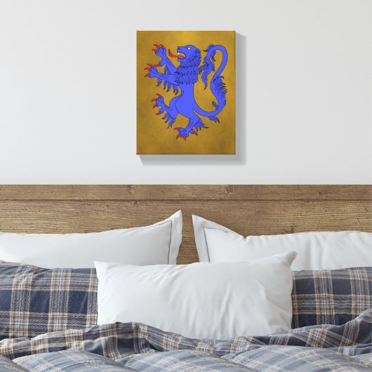 Lion Rampant Azure Canvas Afdruk (Insitu (Slaapkamer))