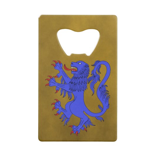 Lion Rampant Azure Creditkaart Flessenopener (Voorkant)