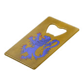 Lion Rampant Azure Creditkaart Flessenopener (Voorkant Gekanteld)