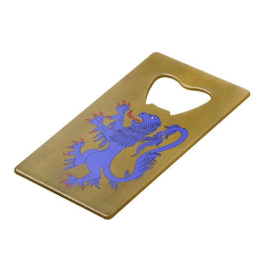 Lion Rampant Azure Creditkaart Flessenopener (Achterkant Gekanteld)