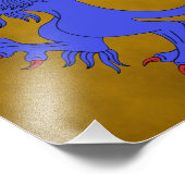 Lion Rampant Azure Foto Afdruk (Hoek)