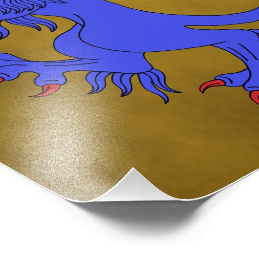 Lion Rampant Azure Foto Afdruk (Hoek)