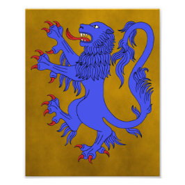 Lion Rampant Azure Foto Afdruk