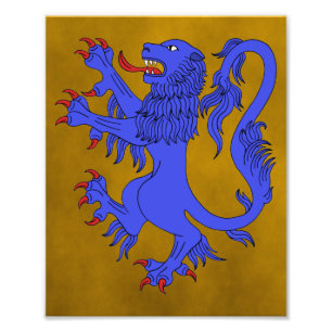 Lion Rampant Azure Foto Afdruk