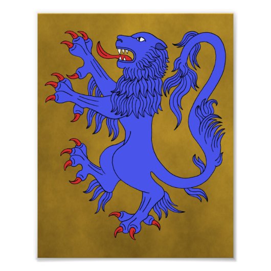 Lion Rampant Azure Foto Afdruk (Voorkant)