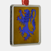 Lion Rampant Azure Metalen Ornament (Rechts)