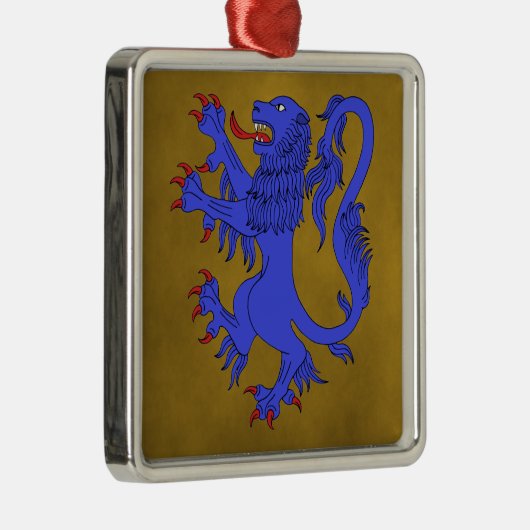 Lion Rampant Azure Metalen Ornament (Rechts)