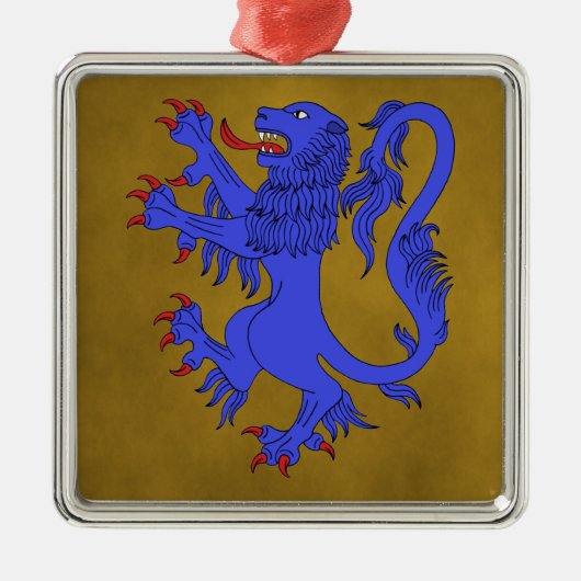Lion Rampant Azure Metalen Ornament (Voorkant)