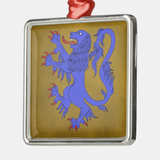 Lion Rampant Azure Metalen Ornament (Links)